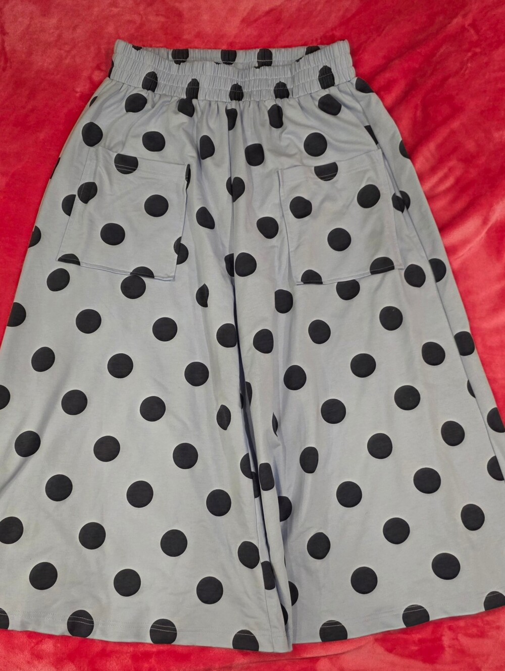 Oddi Blue Polka Dot Wide Leg Cropped Pants - Picture 4 of 9